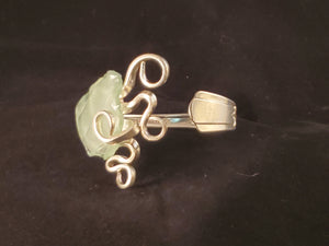 Whimsical Fork Cuff Bracelet - Sea Foam Green Lake Erie Beach Glass