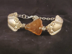 Double Spoon Bracelet - Brown/Amber glass