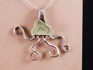 Whimsical Fork Pendant with Seafoam Green Lake Erie Beach Glass