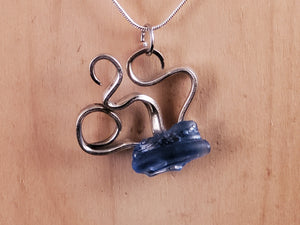 Whimsical Fork Pendant with Cobalt Blue Lake Erie Beach Glass